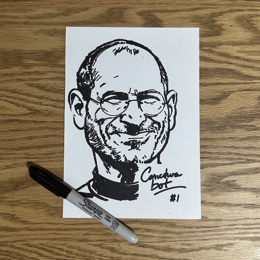 Sample robot-drawn caricature showing the quality and style of our artwork